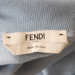 Pre Owned Fendi Powder Blue Cashmere Ruffled Elbow Patch Detail Turtleneck Pullover S