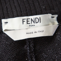 Pre Owned Fendi Black Floral Jacquard Lurex Knit Elasticized Waist Jogger Pants M