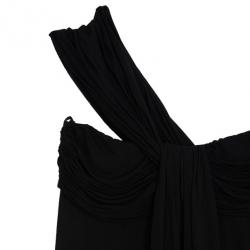 Pre Owned Fendi Cotton Stretch One Shoulder Maxi Dress XS