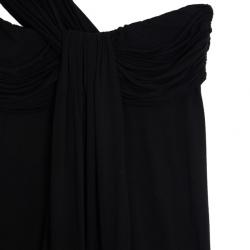 Pre Owned Fendi Cotton Stretch One Shoulder Maxi Dress XS