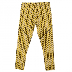 Pre Owned Fendi Canary Yellow Bag Bugs Eye Print Cropped Leggings S