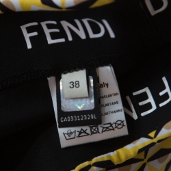 Pre Owned Fendi Canary Yellow Bag Bugs Eye Print Cropped Leggings S