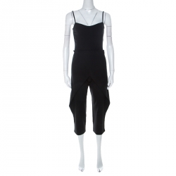 Fendi Black Wool Fold Over Detail Jumpsuit M