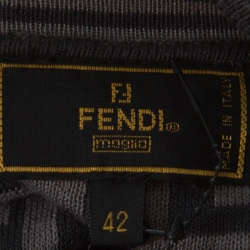 Pre Owned Fendi Grey Zucca Pattern Cotton Button Front Cardigan M