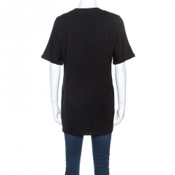 Pre Owned Fendi Black Cotton Stud Embellished Logo Detail T-Shirt S