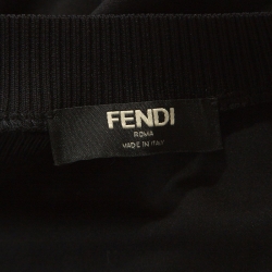 Pre Owned Fendi Black Cotton Stud Embellished Logo Detail T-Shirt S