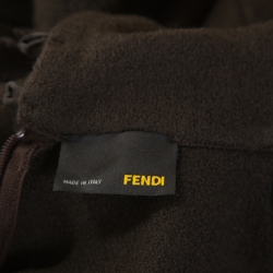 Pre Owned Fendi Brown Fleece Flounce Trim Detail Dress S