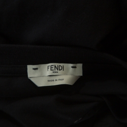 Pre Owned Fendi Black Cotton Logo Panel Crop Top S