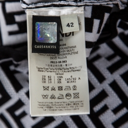 Pre Owned Fendi Monochrome Zucca Monogram Print Stretch Knit Short Sleeve Dress M