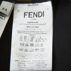 Pre Owned Fendi Brown Logo Print Knit Pencil Skirt M