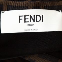 Pre Owned Fendi Brown Logo Print Knit Pencil Skirt M