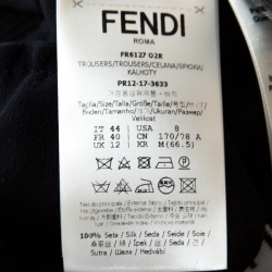Pre Owned Fendi Black Silk Crepe Stripe Detail Trousers M