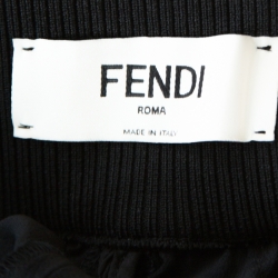 Pre Owned Fendi Black Silk Crepe Stripe Detail Trousers M