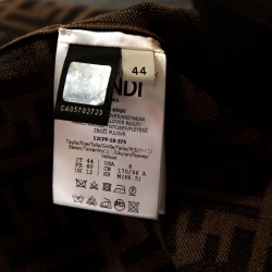 Pre Owned Fendi Black & Brown Zucca Monogram Print Knit Top M