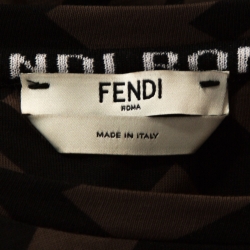 Pre Owned Fendi Brown Zucca Print Cotton Crew Neck T- Shirt S