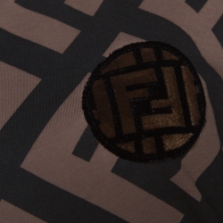 Pre Owned Fendi Brown Zucca Print Cotton Crew Neck T- Shirt S