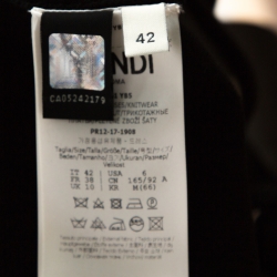 Pre Owned Fendi Black Stretch Knit Laser Cut Detail Flared Dress M