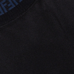 Pre Owned Fendi Black Silk Ribbed Zucca Detail Top S