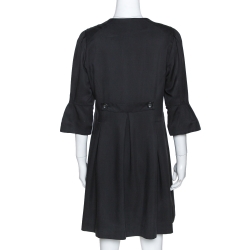 Pre Owned Fendi Black Silk Pleated Coat Dress M