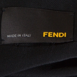 Pre Owned Fendi Black Silk Pleated Coat Dress M