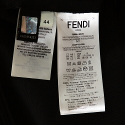 Pre Owned Fendi Black Stretch Knit Logo Trimmed Off Shoulder Midi Dress M