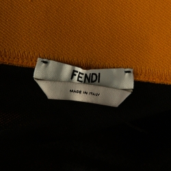 Pre Owned Fendi Black Stretch Knit Logo Trimmed Off Shoulder Midi Dress M