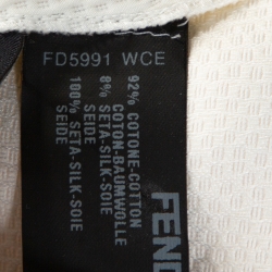 Pre Owned Fendi Off White Textured Cotton Silk Bow Detail Halter Dress M