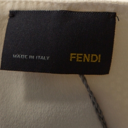 Pre Owned Fendi Off White Textured Cotton Silk Bow Detail Halter Dress M