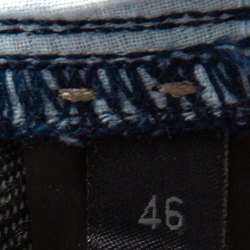 Pre Owned Fendi Indigo Denim & Leather Trim Straight Leg Jeans L