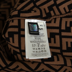 Pre Owned Fendi Brown Zucca Monogram Pattern Knit Fitted Dress S