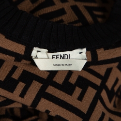Pre Owned Fendi Brown Zucca Monogram Pattern Knit Fitted Dress S