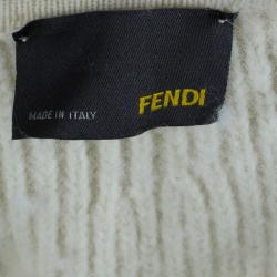 Pre Owned Fendi Off-White Floral Detail Knit Top M
