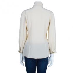 Pre Owned Fendi Beige Silk Collared Top M