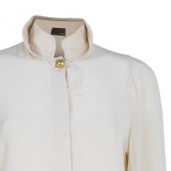 Pre Owned Fendi Beige Silk Collared Top M