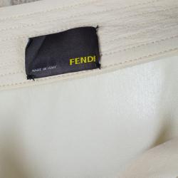 Pre Owned Fendi Beige Silk Collared Top M