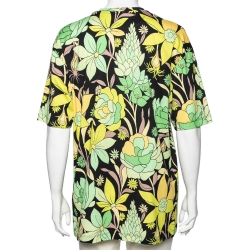 Fendi Multicolored Floral Printed Cotton FF Motif Detailed T-Shirt M 