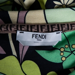 Fendi Multicolored Floral Printed Cotton FF Motif Detailed T-Shirt M 