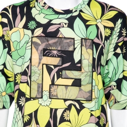 Fendi Multicolored Floral Printed Cotton FF Motif Detailed T-Shirt M 