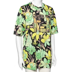 Fendi Multicolored Floral Printed Cotton FF Motif Detailed T-Shirt M 