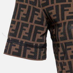 Pre Owned Fendi Brown Zucca Print Mesh Midi Dress S
