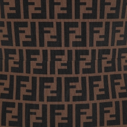 Pre Owned Fendi Brown Zucca Print Mesh Midi Dress S