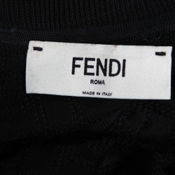 Pre Owned Fendi Black Zucca Monogram Knit Pullover Top S 