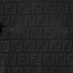 Pre Owned Fendi Black Zucca Monogram Knit Pullover Top S 