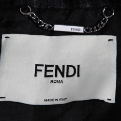 Pre Owned Fendi Black Printed Mesh Button Front Lightweight Jacket S