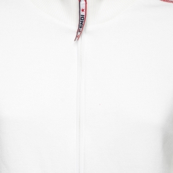 Pre Owned Fendi White Cotton Jersey Logo Stripe Detail Track Jacket M