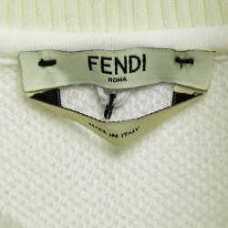 Pre Owned Fendi White Knit Logo Band Trim Zip-Up Track Jacket M