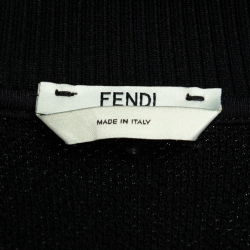 Pre Owned Fendi Black Knit Logo Band Trim Track Jacket M