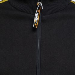 Pre Owned Fendi Black Knit Logo Band Trim Track Jacket M