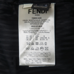 Pre Owned Fendi Black/Gold FF Logo Velvet Bomber Jacket S