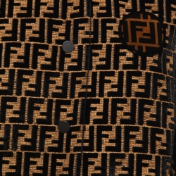 Pre Owned Fendi Black/Gold FF Logo Velvet Bomber Jacket S